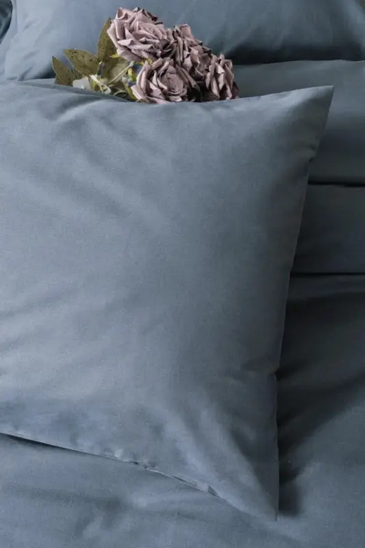 Cotton Box Plain Anthracite Double Duvet Cover Set - 2