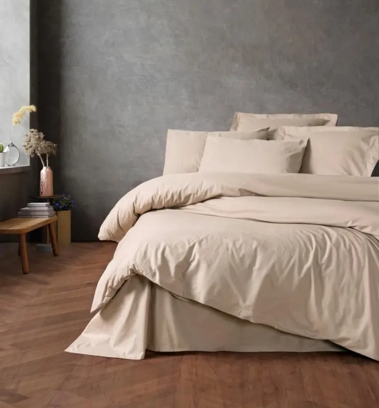 Cotton Box Plain Bej Çift Kişilik Nevresim Takımı - NEVRESIMDUNYASI