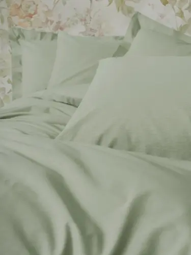 Cotton Box Plain Double Duvet Cover Set Sage - NEVRESIMDUNYASI (1)