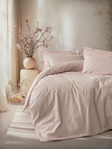 Cotton Box Plain Powder Single Ranforce Duvet Cover Set - 1