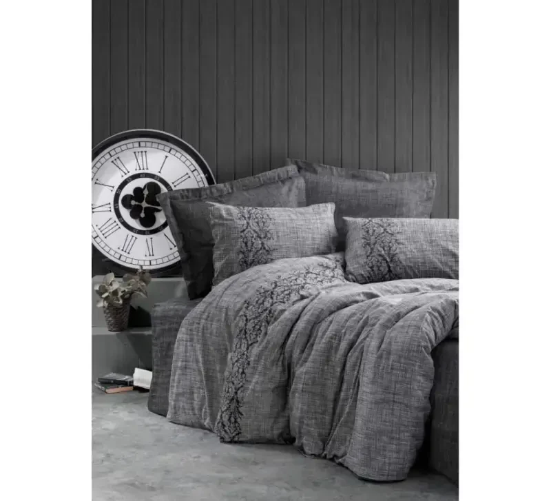 Cotton Box Plain Sooty Гри Односпальный Комплект Постельного Белья Ранфорс - 1