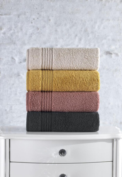 Cotton Box Plump 50x90 4-Piece Towel Set Beige Rose Gold Mustard Anthracite - 5