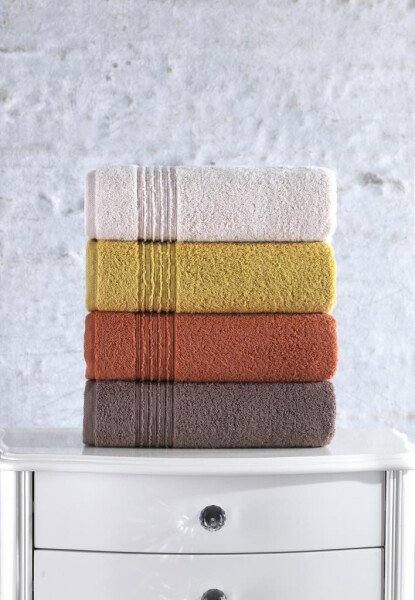 Cotton Box Plump 50x90 4-Piece Towel Set Coral Yellow Coffee Beige - 6