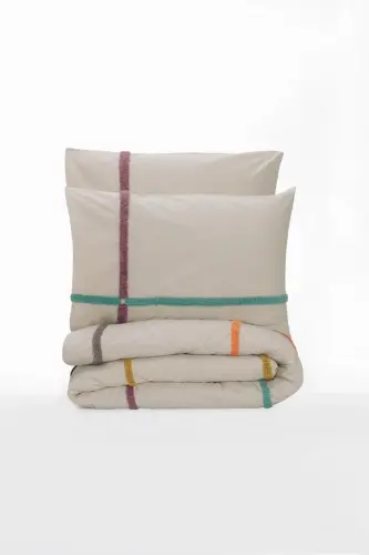 Cotton Box Puff Embroidered Ranforce Double Bed Duvet Cover Set Insula Rosehip - 4