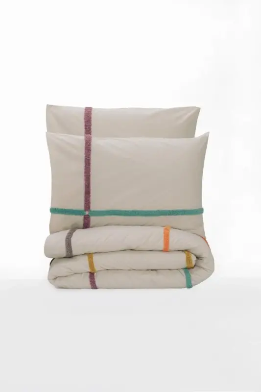 Cotton Box Puff Embroidered Ranforce Double Bed Duvet Cover Set Insula Rosehip - 4