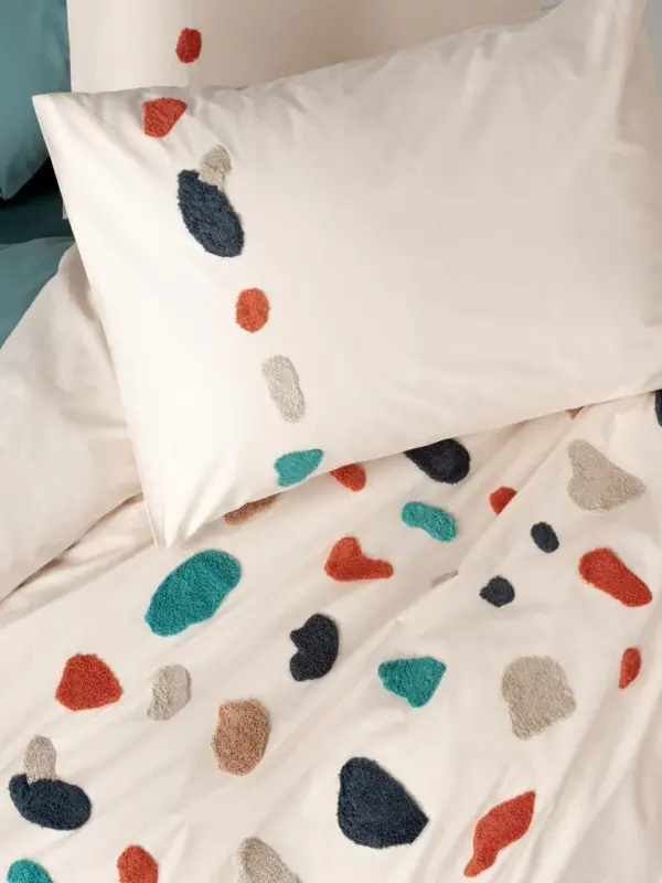 Cotton Box Puff Embroidered Ranforce Double Bed Linen Set Gaja Mint - 2