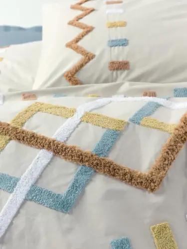 Cotton Box Puff Embroidered Ranforce Double Duvet Cover Set Mellow Mint - NEVRESIMDUNYASI (1)