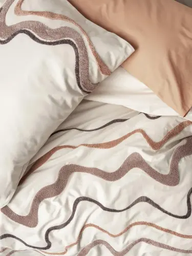 Cotton Box Puff Embroidered Ranforce Double Duvet Cover Set Molende Caramel - NEVRESIMDUNYASI (1)
