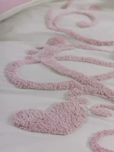 Cotton Box Puff Embroidered Ranforce Double Size Mother's Day Duvet Cover Set Bellini Pink - NEVRESIMDUNYASI (1)