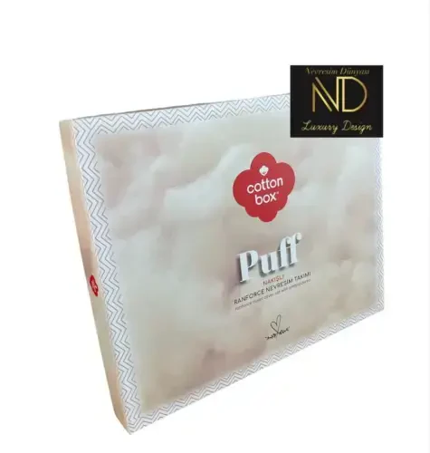 Cotton Box Puff Набивной Ранфорс Двуспальный Постельный Комплект Lia Кирпично-Бежевый - 4