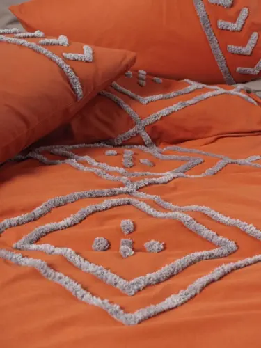 Cotton Box Puff naqshli ranforce ikki kishilik nevresim taqimi Lia Kiremit Bej - 2