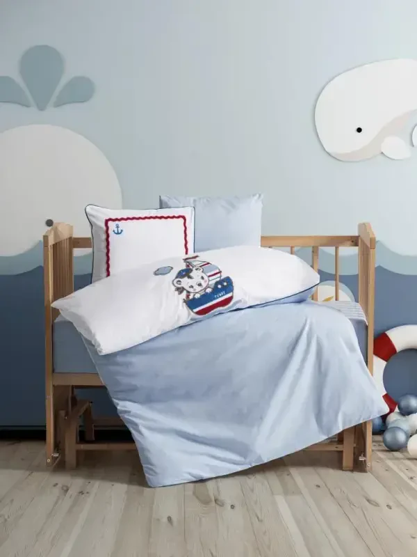 Cotton Box Punch Nakishli Bebek Nevresim Takımı Miniyo Mavi - 1