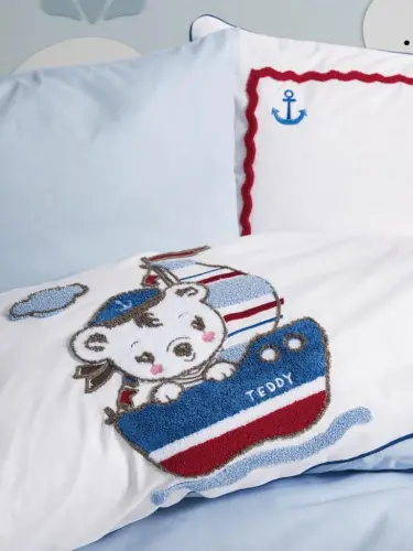 Cotton Box Punch Nakishli Bebek Nevresim Takımı Miniyo Mavi - NEVRESIMDUNYASI (1)