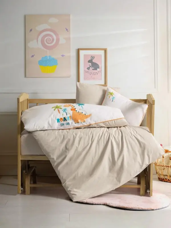 Cotton Box Punch Nakışlı Bebek Nevresim Takımı Kiddo Krem - 1