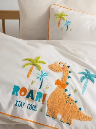 Cotton Box Punch Nakışlı Bebek Nevresim Takımı Kiddo Krem - NEVRESIMDUNYASI (1)