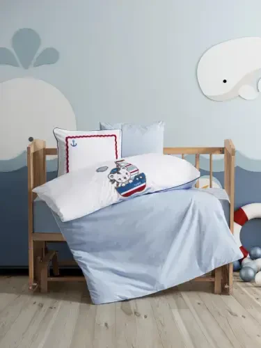 Cotton Box Punch Nakışlı Bebek Nevresim Takımı Miniyo Mavi - 1