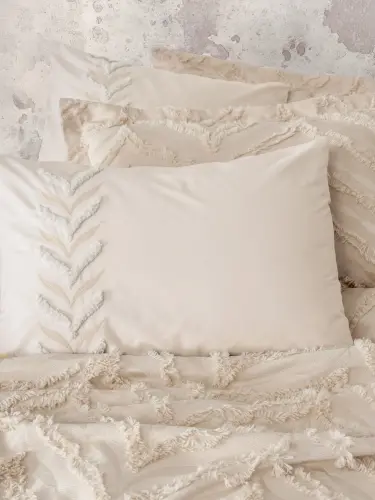 Cotton Box Ranforce Çift Kişilik Yatak Örtülü Nevresim Takımı Limi Crimp Bej - 3