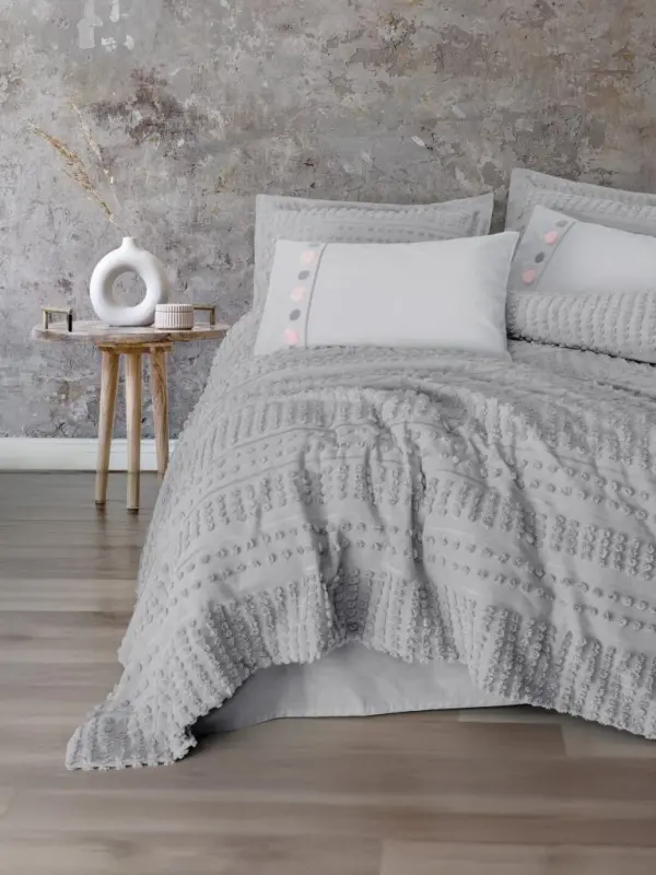 Cotton Box Ranforce Çift Kişilik Yatak Örtülü Nevresim Takımı Limi Siva Gri - 1