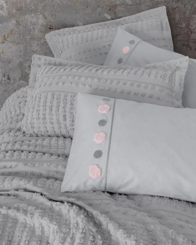 Cotton Box Ranforce Çift Kişilik Yatak Örtülü Nevresim Takımı Limi Siva Gri - 2