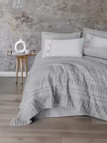 Cotton Box Ranforce Çift Kişilik Yatak Örtülü Nevresim Takımı Limi Siva Gri - 1