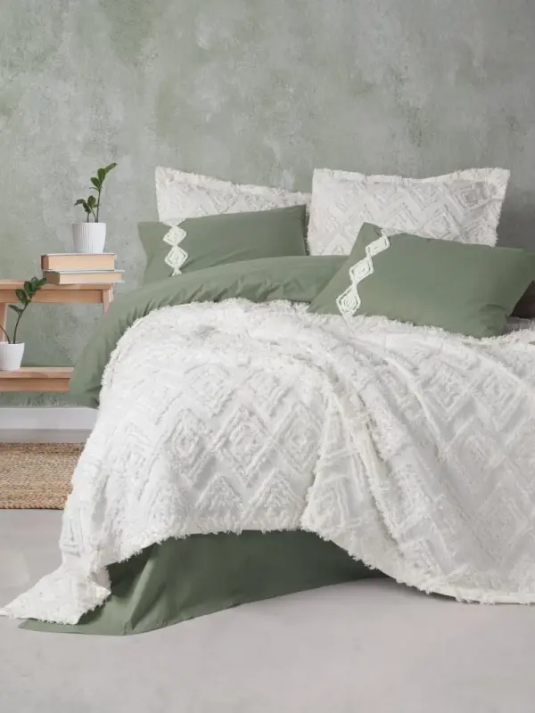 Cotton Box Ranforce Double Bedspread Duvet Cover Set Limi Luke Cream - 1