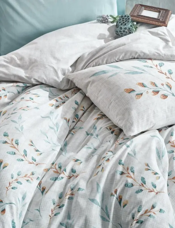 Cotton Box Ranforce Duvet Cover Set Double Lendell Mint - 2