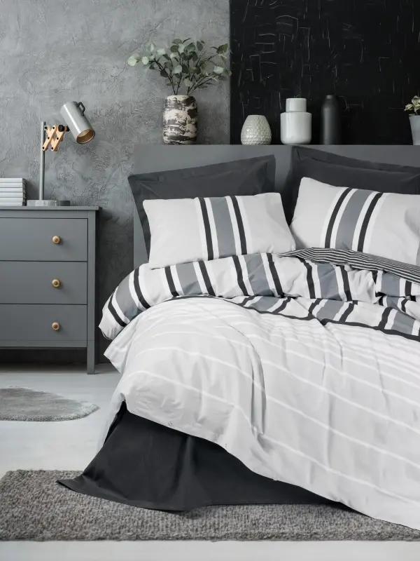 Cotton Box Ranforce Duvet Cover Set Double Nobby Anthracite - NEVRESIMDUNYASI