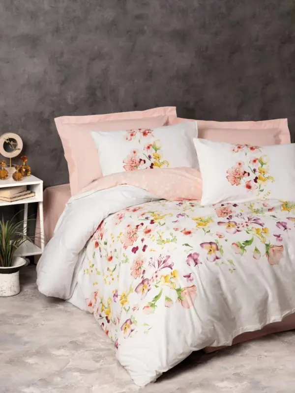 Cotton Box Ranforce Duvet Cover Set Double Size Emma Salmon - NEVRESIMDUNYASI