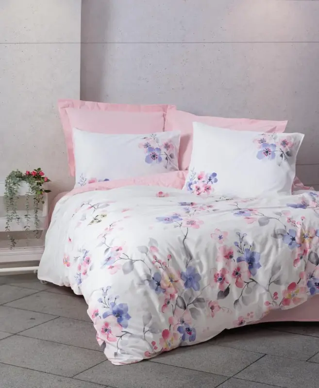 Cotton Box Ranforce Duvet Cover Set Double Size Jayda Pink - NEVRESIMDUNYASI