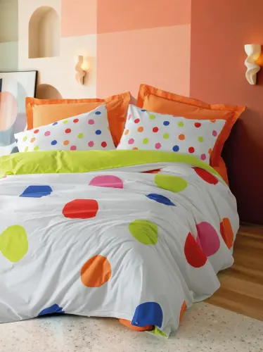 Cotton Box Ranforce Nevresim Takımı Çift Kişilik Dotsy Turuncu - 1