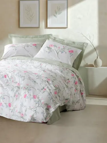 Cotton Box Ranforce Nevresim Takımı Çift Kişilik Olina Yeşil - 1
