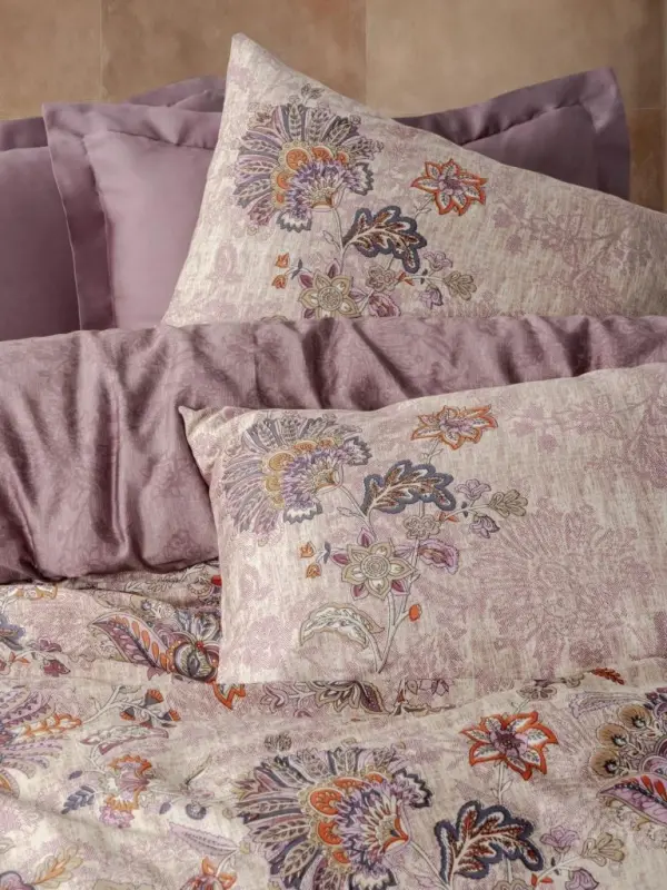 Cotton Box Saten Çift Kişilik Nevresim Takımı Majolica Mürdüm - 2