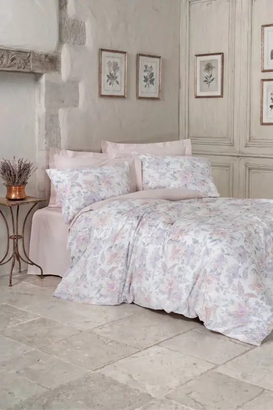 Cotton Box Saten Nevresim Takımı Çift Kişilik Maybele Pudra - 1