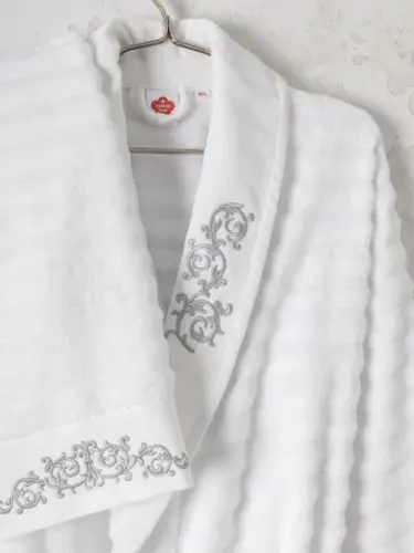 Cotton Box Seta Family Bathrobe Set Genny White-Anthracite - 1