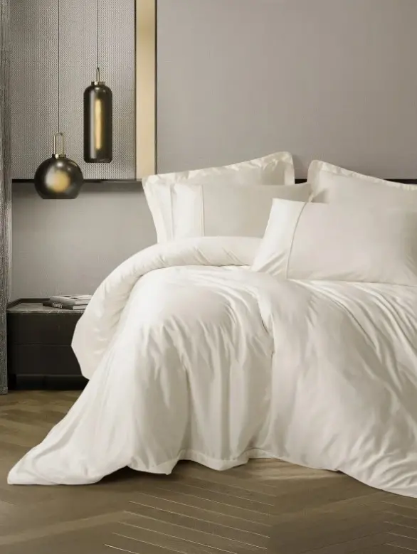 Cotton Box Silky Saten İpek King Size Nevresim Takımı Ekru - NEVRESIMDUNYASI