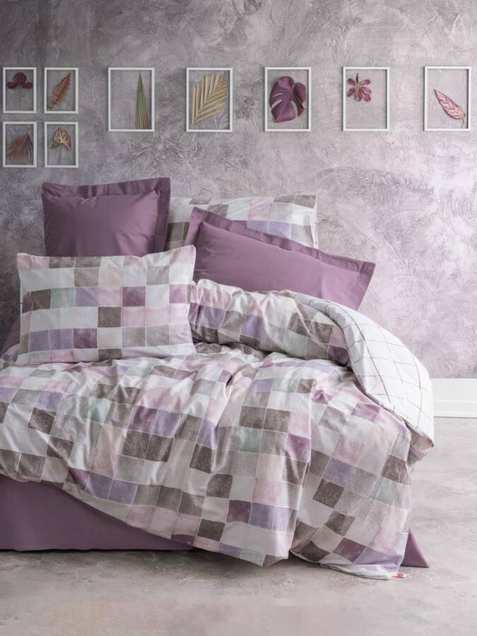 Cotton Box Single Minimal Bed Linen Set Maroon Rose - 9