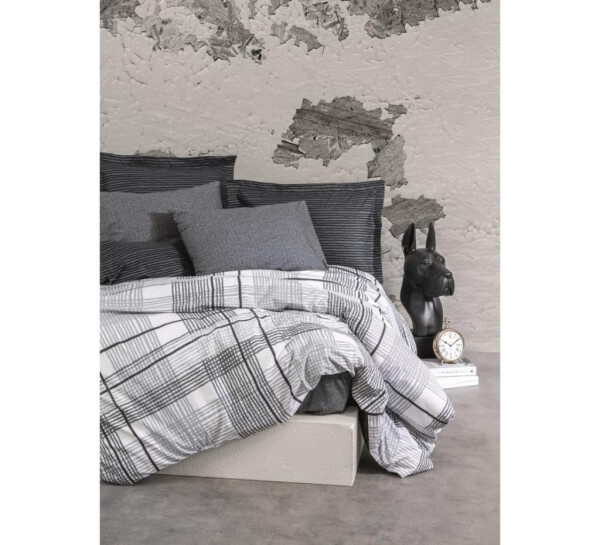 Cotton Box Single Modern Duvet Cover Set Will Anthracite - 1