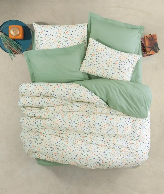 Cotton Box Single Petite Duvet Cover Set Lola Green - NEVRESIMDUNYASI
