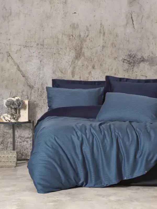 Cotton Box Smart Bamboo Satin Double Bed Duvet Cover Set Petrol - 1