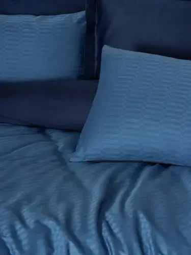 Cotton Box Smart Bamboo Satin Double Bed Duvet Cover Set Petrol - NEVRESIMDUNYASI (1)