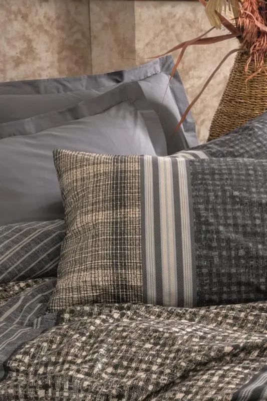 Cotton Box Toprak Double Bed Linen Set Timbre Anthracite - NEVRESIMDUNYASI