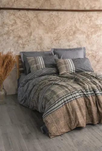 Cotton Box Toprak Double Bed Linen Set Timbre Anthracite - NEVRESIMDUNYASI (1)
