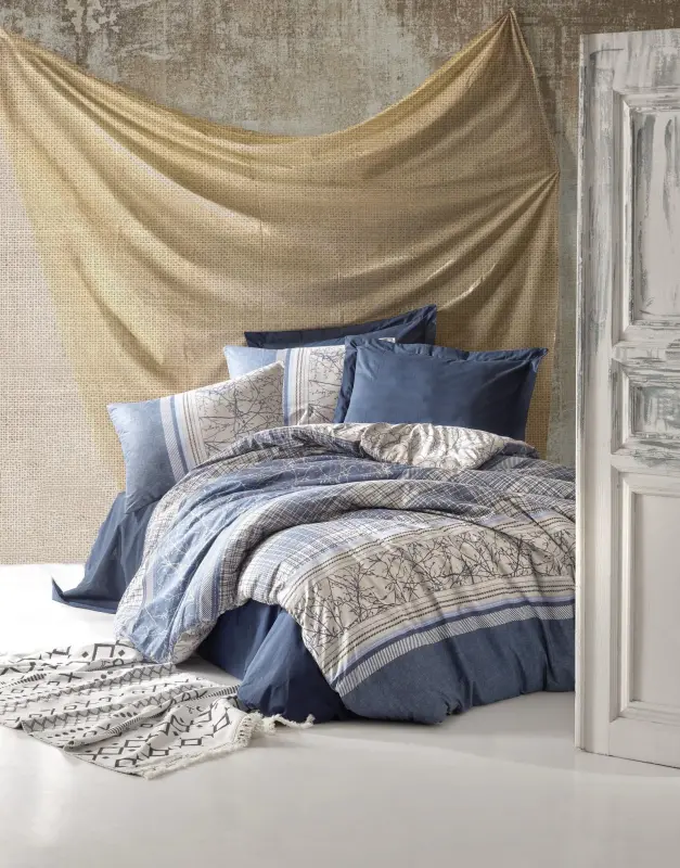 Cotton Box Toprak Serra Lacivert Single Bed Linen Set - 1