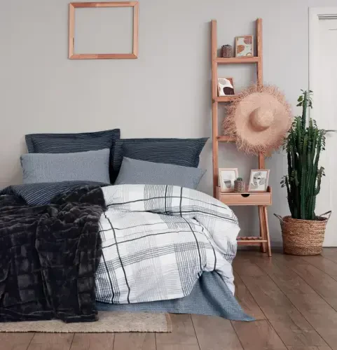 Cotton Box Trim Çift Kişilik Battaniyeli Nevresim Takımı Smooth Siyah - 1