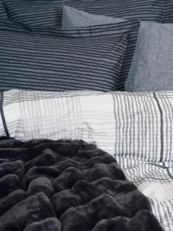 Cotton Box Trim Çift Kişilik Battaniyeli Nevresim Takımı Smooth Siyah - 2