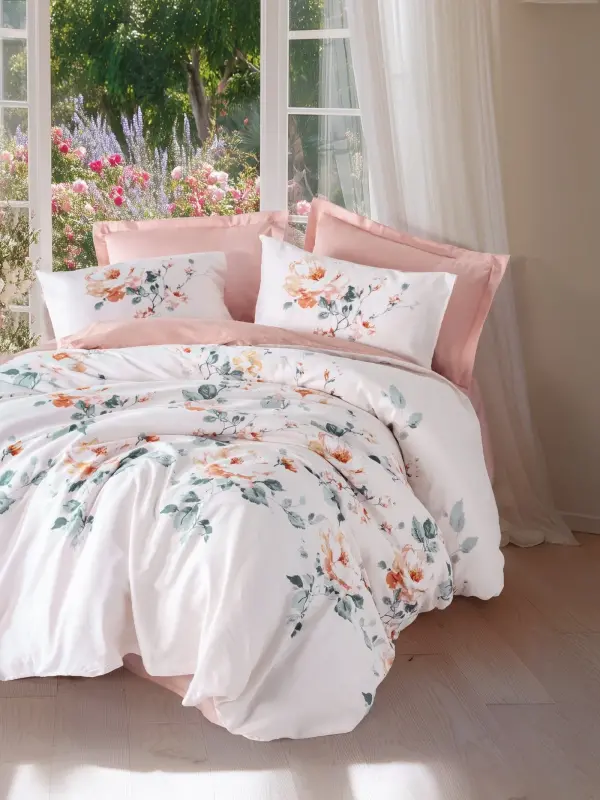 Cotton Box Verna Pudra Satin Nevresim Takımı Çift Kişilik - NEVRESIMDUNYASI