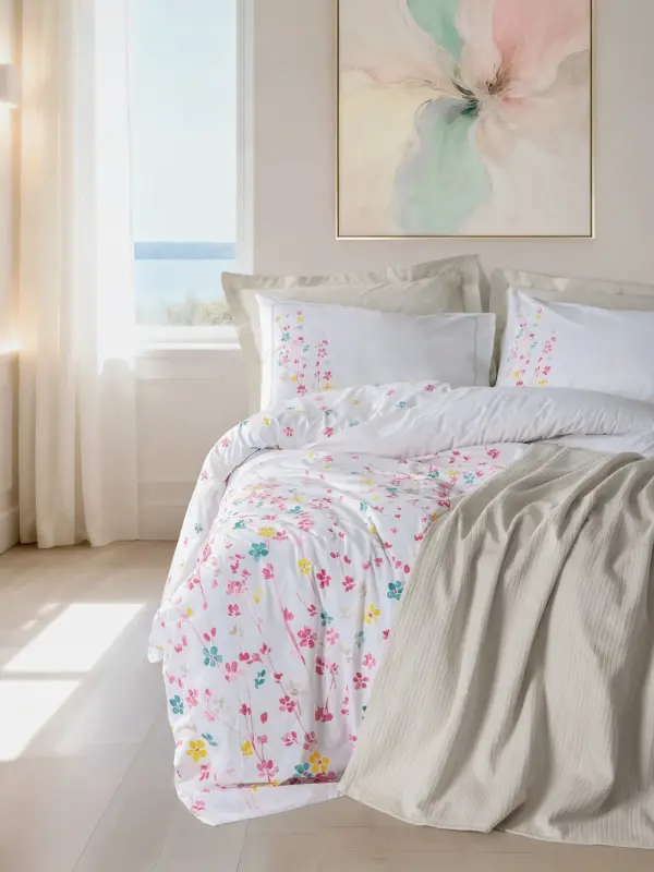 Cotton Box Vivid Çift Kişilik Pikeli Nevresim Takımı Flare Bej - NEVRESIMDUNYASI