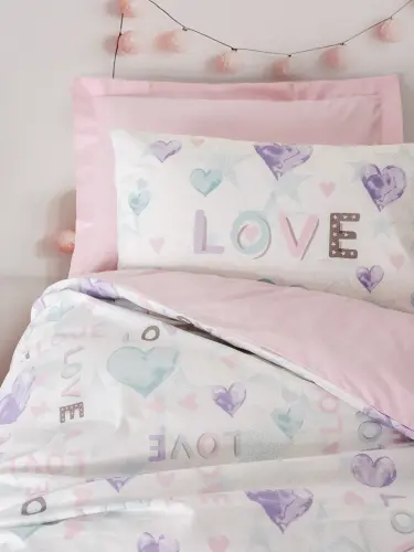 Cotton Box Young Ranforce Single Duvet Cover Set Lovella Pink - NEVRESIMDUNYASI (1)