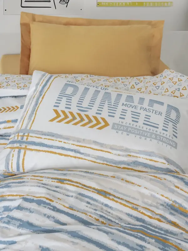 Cotton Box Youth Ranforce Duvet Cover Set Single Dashon Yellow - 1