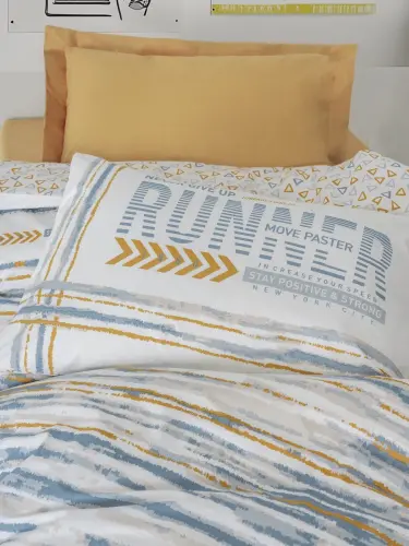 Cotton Box Youth Ranforce Duvet Cover Set Single Dashon Yellow - 1